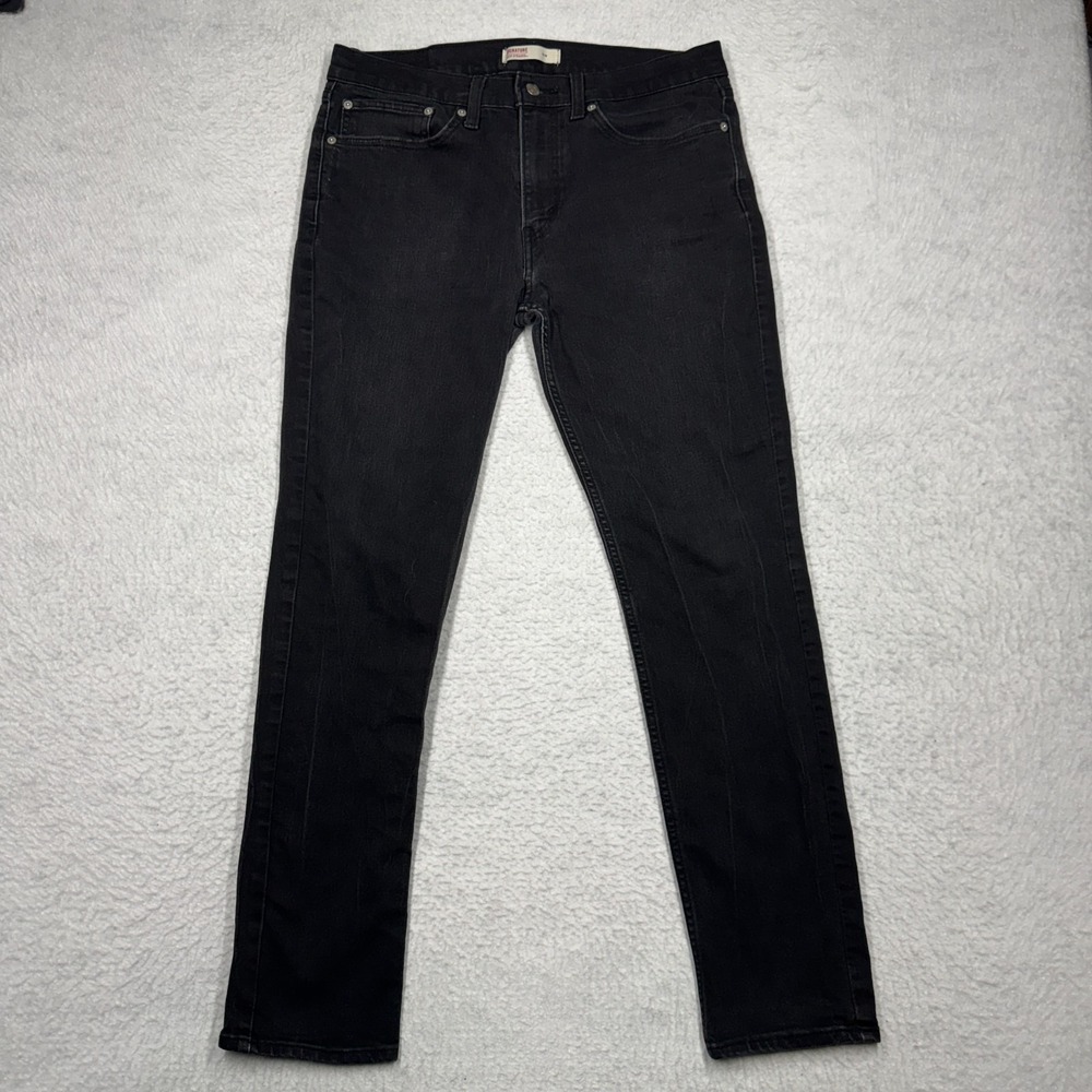 Signature Levi Strauss & Co Slim Fit Jeans Gothic Black Denim Pants‎ Men's 34x32
